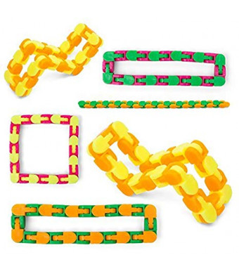 Snap And Click Fidgets, Set Of 6 Twist And Shape Puzzle Toy, 10.75 Inches (Assorted Colors) 24 Links Each For Sensory Relief Fidget, Party Favor, Stocking Stuffers For Home And School Reward