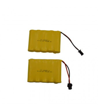 Blomiky 2 Pack 6.0V 700mAh Ni-cd Rechargeable AA Battery Pack SM 2P Plug for Amphibious Stunt RC Cars and 11 Channel 510 RC Excavator Blexy 1/18 ZCToys X-Knight GS06 GS02 GS07 RC Car 6V 700mAh Yellow 2