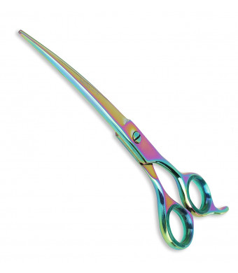 Sharf Gold Touch Pet Grooming Shears, 7.5 Inch Rainbow Curved Shears, 440c Stainless Steel Japanese Shears, Pet Grooming Curved Scissors and Dog Shears ...