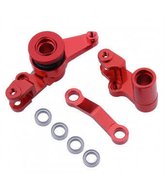 Hobbypark Aluminum Steering Bellcranks and Drag Link Servo Saver Complete with Bearings For Traxxas 1/10 Slash 4x4 Upgrade Parts Red