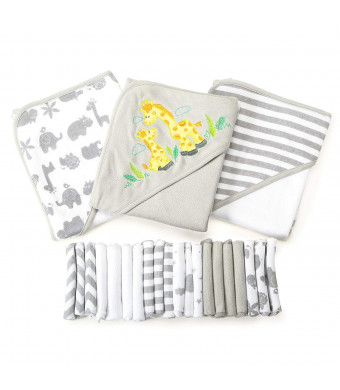 Spasilk 23-Piece Essential Baby Bath Gift Set, Grey