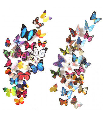 Heansun 80 PCS Wall Decal Butterfly, Wall Sticker Decals for Room Home Nursery Decor