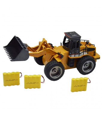 Blomiky 1:18 Scale 520 13.7" Alloy 2.4G 6 CH RC Tractor Full Functional Front Loader Remote Control Bulldozer Truck Toy Gift for Boy Kids 1520