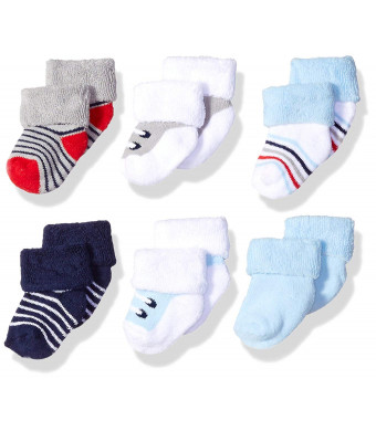 Luvable Friends Newborn Baby Terry Socks, 6 Pack
