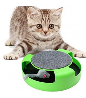 Resulzon Kitten Cat Games Toy With Fun Catching Rotating Spinning Mouse Scratch Pad