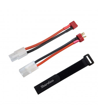 ShareGoo Tamiya Connector to Deans T Style Plug Cable for RC ESC Speed Controller Battery+1 ShareGoo Strap