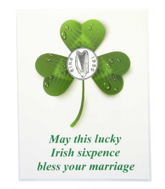 Lucky Irish Sixpence with Card for the Bride