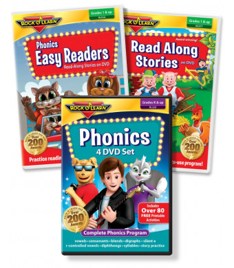 ROCK N LEARN Reading DVD Collection - Phonics 4-DVD Set, Phonics Easy Readers, Read Along Stories