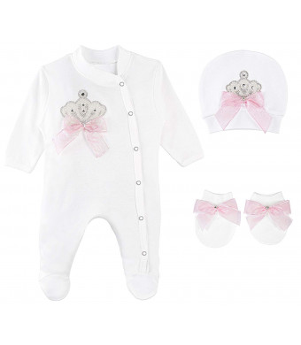 Lilax Baby Girl Jewels Crown Layette 3 Piece Gift Set