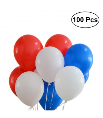 NUOLUX Latex Balloons,12 inch Red White Blue Balloons for Party,100pcs