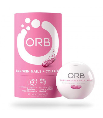 ORB Hair, Skin, Nails + Collagen  Biotin, Collagen | Supports Radiant Skin, Lustrous and Vibrant Hair, and Strong Nails  30 Count