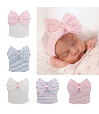 7 Pieces Adorable Baby Knot Headbands Newborn Elastic Sretch Head Wrap Baby Hat