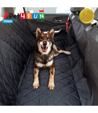 PicassoTiles PET4FUN PN920 Waterproof Hammock Convertible 53" x 58" Pet Dogs Seat Cover for Cars, Trucks, SUVs w/ 8" Side-Flap Extensions, Non-Slip Rubber Backing, Easy Access Seatbelt Opening -Black