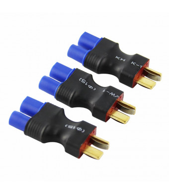 OliYin 3pcs Male Deans to Female EC3 Losi Connector Adapter for Brushless Lipo(Pack of 3)