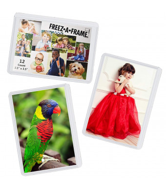 12 Pack Magnetic Wallet Picture Frames Holds 2 1/2" X 3 1/2" Pocket Photo for Refrigerator by Freez-A-Frame Made in the USA