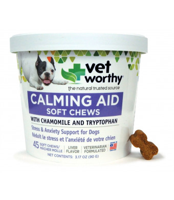 Vet Worthy Calming Aid Liver Flavored Soft Chew for Dogs (45 Count)