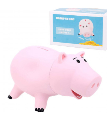 HairPhocas Cute Pink Pig Money Box Plastic Piggy Bank for Kid's Birthday Gift with Box