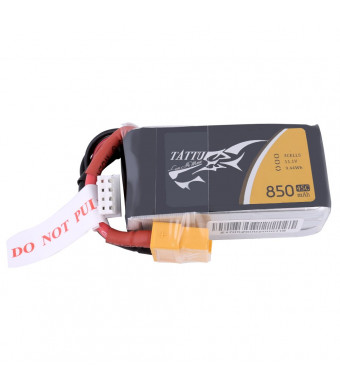 Tattu 11.1V 850mAh 3S 45C LiPo Battery Pack with XT60 Plug for Multirotor FPV 150 180 Size Quadcopter
