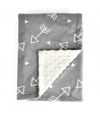 Boritar Baby Blanket Super Soft Minky with Double Layer Dotted Backing, Little Grey Arrows Printed 30"x40", Receiving Blankets