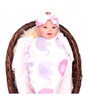 Baby Sleep Swaddle Blanket Large and Bow Headband Set Ananas Fox Flower Elephant Print Swaddle Blanket 47 inch X 47 inch