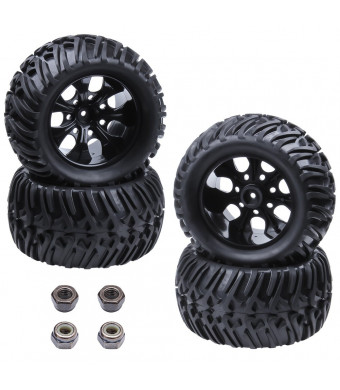 4pcs HobbyPark RC Tires and Wheel Rims Sets Foam Inserts 12mm Hex Hub For 1/10 Scale Off Road Monster Truck