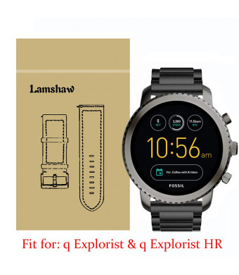 Lamshaw Smartwatch Band for Fossil Q Explorist, Stainless Steel Metal Replacement Straps for Fossil Q EXPLORIST Gen 3 / Q EXPLORIST HR Gen 4 (Black)