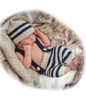 ISOCUTE Newborn Photography Props Baby Boy Knitted Outfits Crochet Hat Pants Set