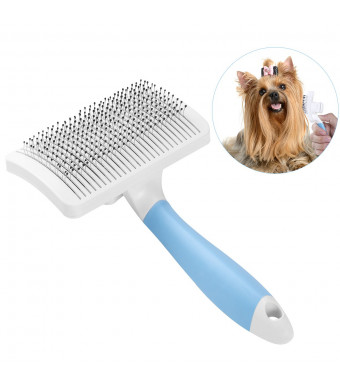 UEETEK Self Cleaning Slicker Groom Brush for Dogs and Cats,Pet Slicker Brush with a Press Button to Remove Fur Hair