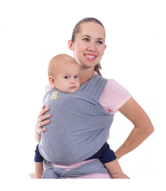 Baby Wrap Carrier All-in-1 Stretchy Ergo Baby Wraps - Ergonomic Baby Sling - Infant Carrier - Babys Wrap - Hands Free Babies Carrier Wraps - Best Baby Shower Gift - One Size Fits All (Classic Gray)