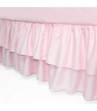 American Baby Company Double Layer Ruffled Crib Skirt, Blush Pink, for Girls