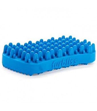 VETNIQUE LABS Furbliss Dog Cat Brush for Short Hair, Small Pets, Non Metal Grooming Bathing Massaging Silicone Brush - Blue
