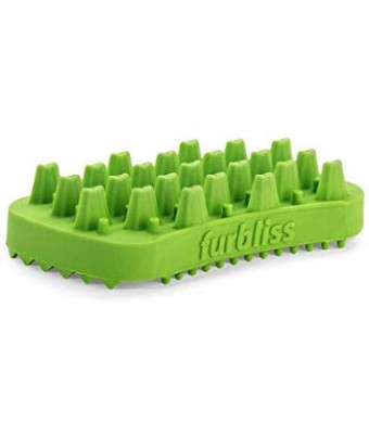 VETNIQUE LABS Furbliss Dog Cat Brush for Long Hair, Small Pets, Non-Metal Grooming, Bathing Massaging Silicone Brush - Green