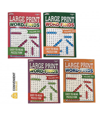 Word Search Puzzle Book Bundle (4-Pack Bundle) Easy-to-Read Large Print | 80 Challenging Searching Games Each | Men, Women, Adults, Seniors | Less Eye Fatigue and Strain