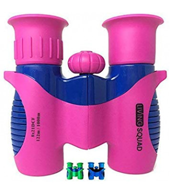 Living Squad Kids Binoculars 8x21 - Shock Proof Toy Binoculars Set - High Resolution and Real Optics for Bird Watching, Hunting and Hiking- Birthday Present for Girls and Boys, Top Outdoor Gift for Children