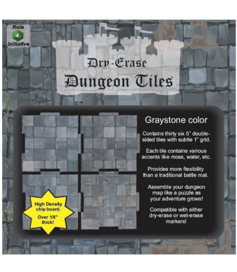 Dry Erase 5 inch Dungeon Tiles, Graystone - Pack of 36