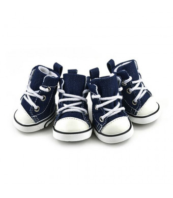 Pet Shoes GLE2016 Puppy Sport Denim Shoes Casual Style Anti-slip Boots Sneaker Booties 4Pcs