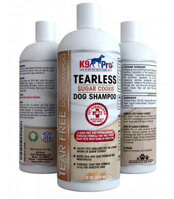 K9 Pro Tear Free Dog Shampoo - Best Hypoallergenic Tearless Anti Itch Vet Formula For Dogs With Allergies And Dry Itchy Sensitive Skin - Soothing and Gentle on Your Puppies Eyes - Sugar Cookie Scent