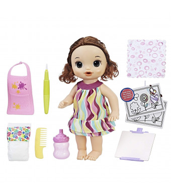 Baby Alive Finger Paint Baby: Brown Hair Doll, Drinks and Wets, Doll Accessories Includes Art Supplies, Bottle and Diaper, Great Doll for 3-Year-Old Girls and Boys and Up
