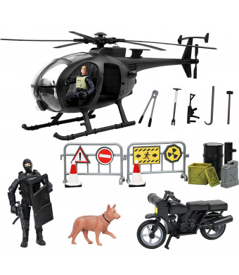 Click N' Play Military SWAT Elite Unit Rescue Helicopter 26 Piece Play Set with Accessories.