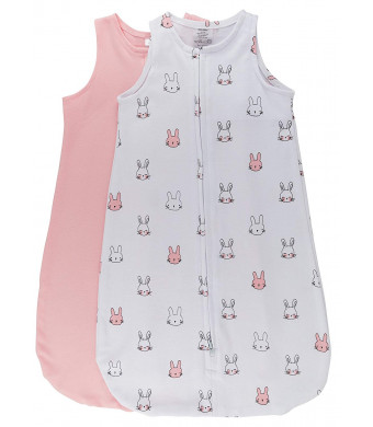 100% Cotton Wearable Blanket Baby Sleep Bag Pink Bunnies 2 Pack (6-12 Months)