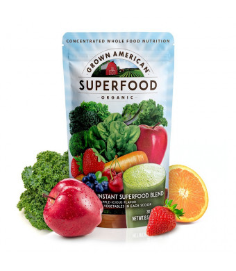 Grown American Superfood | 31 Organic Whole Fruits and Vegetables Condensed into a Single Delicious Drink | Concentrated Green Powder Made to Increase Energy and Performance Packed with Antioxidants