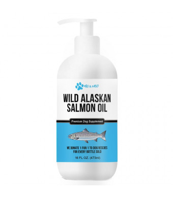 Max and Neo 100% Pure Wild Caught Alaskan Salmon Oil for Dogs and Cats - We Donate One for One to Dog Rescues for Every Bottle Sold