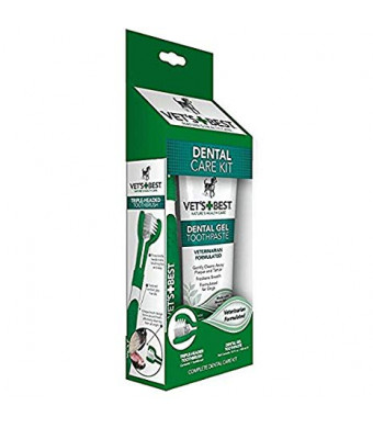 Vet's Best Dog Enzymatic Toothpaste and Toothbrush Plaque and Tartar Fighter Dental Care Kit Made in USA