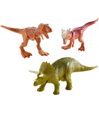 Jurassic World Mini Triceratops, Sygimoloch, and Metallic T-Rex Figures, 3 Pack