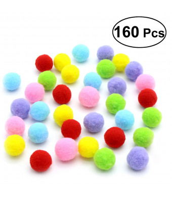 UEETEK 180PCS 3.5CM Cat Toys Assorted Color Soft Cat Toy Balls Kitten Toys Pompon Balls (Mix Color)