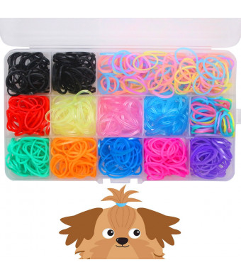 YOY 3/4" Pet Dog Stretchy Rubber Bands, 600/Box - Puppy Elastics Ties Pony Tail Holders Hair Accessories for Doggy Grooming Top Knots Ponytails Braids and Dreadlocks