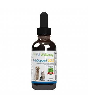 Pet Wellbeing - Itch Support Gold for felines - Natural Skin Allergy support for Cats - 2oz (59ml)