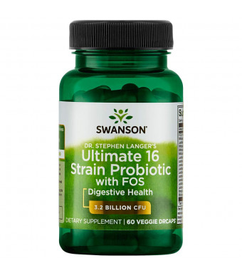 Swanson Probiotic with Prebiotic FOS Dr. Stephen Langer's Formula Digestive Support 16-Strain Supplement 3.2 Billion CFU 60 Capsules