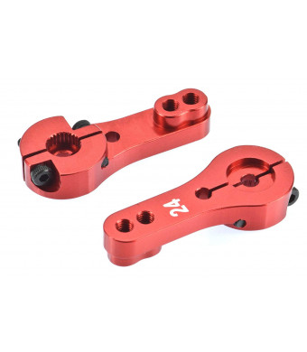 Apex RC Products 24T Hitec Red Aluminum Dual Clamping Servo Horn -2 Pack #8011