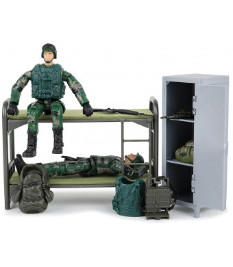 Click N' Play Military Life Living Quarters Bunk Bed 14 Piece Play Set with Accessories.